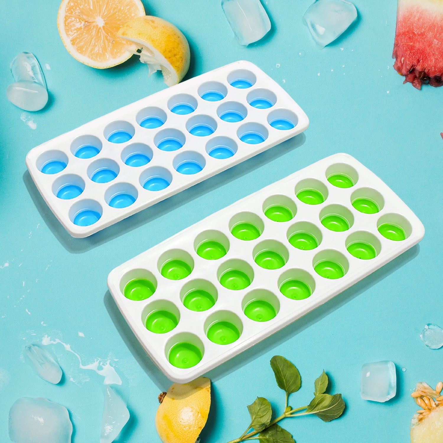 2807 21 Cavity Pop Up Ice Cube Trays-Easy Release, Flexible Silicone Bottom - Stackable, BPA Free, Food Grade - for Convenient Freezer Ice Making (2 Pc Set) 2807 21 Cavity Pop Up Ice Cube Trays-Easy Release, Flexible Silicone Bottom - Stackable, BPA Free, Food Grade - for Convenient Freezer Ice Making (2 Pc Set)